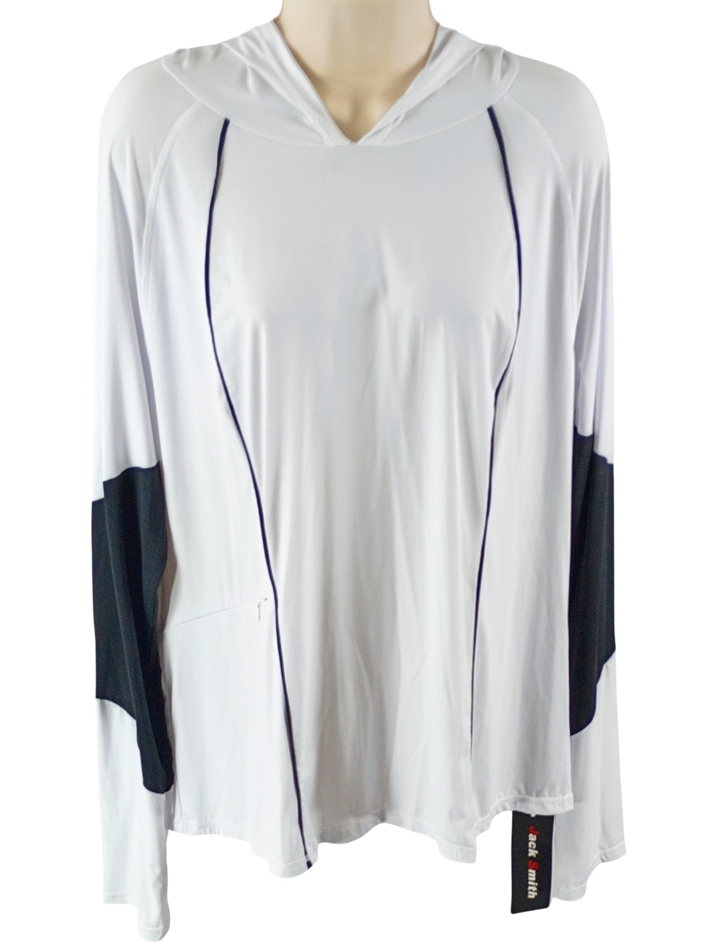 Jack Smith Sports Women's Long Sleeve Hooded White Black Active wear Size 2XL